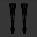 Black Knee High Boots With Lace Up Design And High Heel Platform Soles