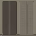Modern Wardrobe Doors With Wooden Finish Grid Pattern And Golden Handles