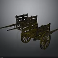 Two Vintage Wooden Hand Carts With Classic Design And Wooden Wheels