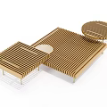 Modern Wooden Tea Table And Chairs Set With Slatted Design For Home