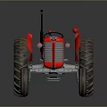Vintage Red Tractor With Large Rear Wheels Metal Body And Detailed Front Design