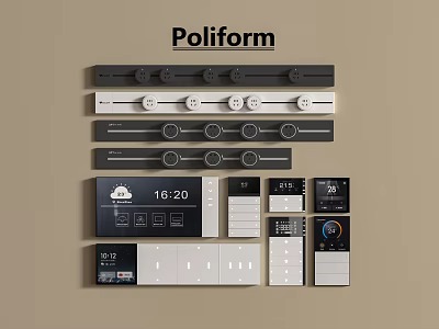 Poliform Modern Switch Panels With Smart Display Black White And Various Controls 3d model
