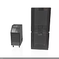 Black Industrial Equipment With Stackable Unit And Wheeled Device Display Screens And Control Buttons