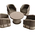 Outdoor Wicker Sofa Set With Four Chairs And Round Table For Patio 3d model