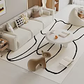 Cream wind sofa coffee table combination 3d model