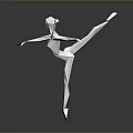 Low Poly Style Woman Dancer Standing On One Leg With Backward Leg And Outstretched Arms