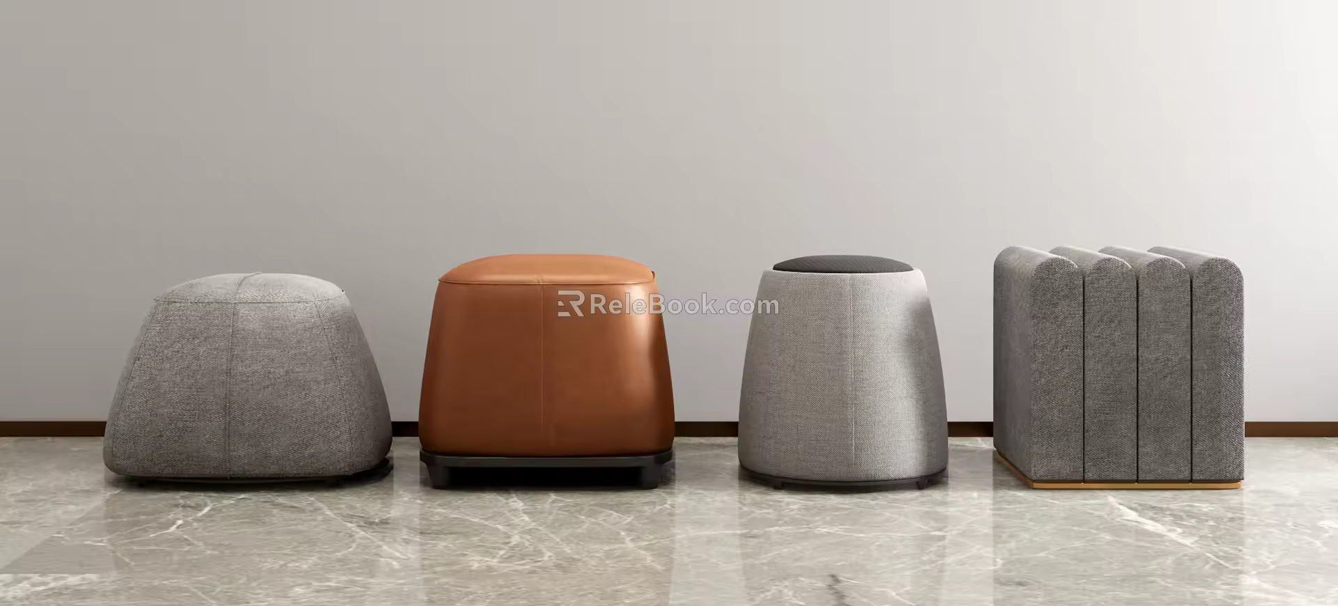 Modern sofa stool pedal stool combination 3d model