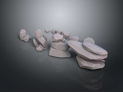 Natural Wood And Stone Materials With Various Shapes For Decorative Use 3d model