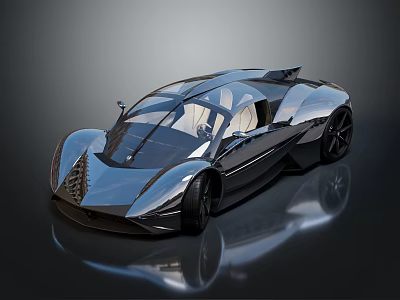 Futuristic Supercar With Sleek Aerodynamic Design Metallic Paint Transparent Roof And Sporty Wheels 3d model