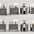 Modern Bedside Nightstands With Table Lamps Drawers And Decorative Figurines