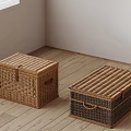 Trunk Rattan Storage Basket 3d model