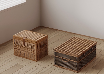 Trunk Rattan Storage Basket 3d model