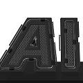 Futuristic AI Letter Design With Metallic Grid And Orange Accent Lines