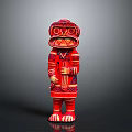Traditional Red Decorative Statue With Intricate Cultural Patterns And Standing Posture Design