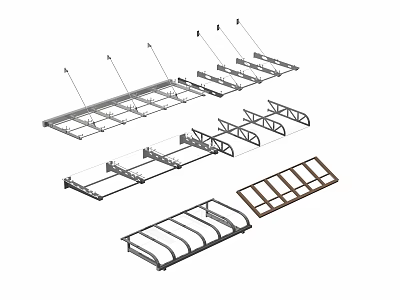 Durable Outdoor Canopy Structural Frame Components and Support System Parts 3d model