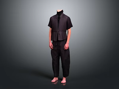 Dark Striped Shirt And Pants On Headless Mannequin Daily Apparel 3d model Dark Striped Shirt And Pants On Headless Mannequin Daily Apparel 3d model