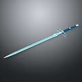 Polished Long Sword With Blue Handle And Silver Sharp Metallic Blade Design 3d model