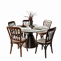 Middle Ancient Style Dining Table and Chair Combination Dining Chair Round Dining Table Single Chair 3d model