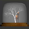 Camel Figurine Inside Glass Dome With Leafless Tree And Sandy Ground On Wooden Base