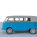 Vintage Blue and White Volkswagen Classic Van with Retro Exterior Design