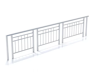Modern White Metal Balcony Railing With Vertical Slim Rails Design 3d model