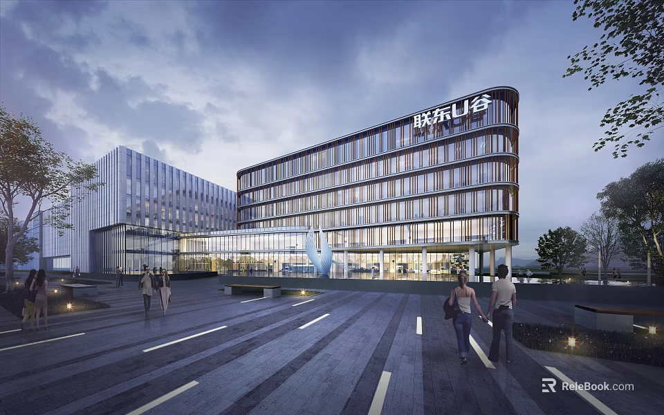 Modern JD JDD Office Building Exterior Design With Plaza Area 3d model 