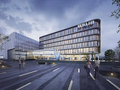 Modern JD JDD Office Building Exterior Design With Plaza Area 3d model