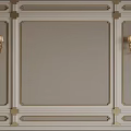 Decorative Lines Interior Wall Panel Design With Gold Accents Textured Panel And Wall Sconces 3d model