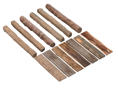 Natural Stone and Wood Logs Planks with Rustic Textures for Decor Projects 3d model