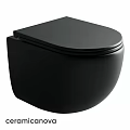 Black Modern Toilet With Sleek Wall Mounted Design And Contemporary Look
