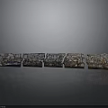 Stone Wall Panels With Various Textures Arranged In A Row On Gray Background With Reflection