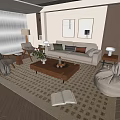 Nordic Sofa Coffee Table Combination 3d model