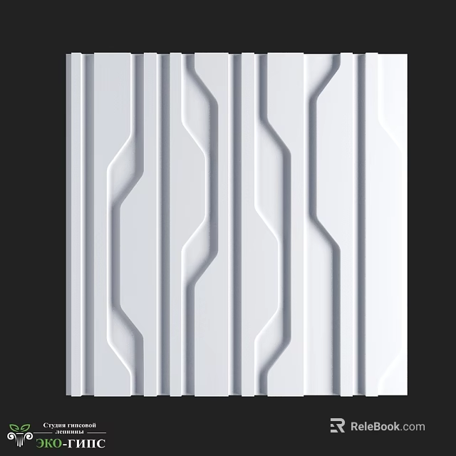 White Decorative Wall Panel With Modern Wavy Vertical Stripes Design 3d model 