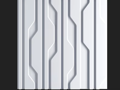 White Decorative Wall Panel With Modern Wavy Vertical Stripes Design 3d model