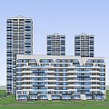 Modern Residential Complex With Tall And Low Rise Buildings And Green Areas