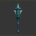 Turquoise Fantasy Weapon with Pointed Tip Ornate Design and Enchanted Details