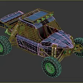 Blue Off-Road Utility Vehicle with Open Roll Cage Large Tires and Sturdy Suspension Design