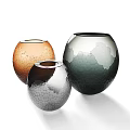 Colorful Textured Glass Spherical Vases Decorative Ornament Set For Home Decor