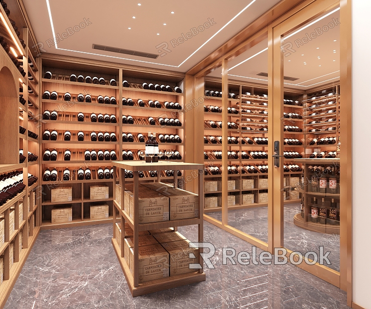 Modern Wine Cellar Solid Wood Red Wine Cellar Cold Storage Room Constant Temperature Room Constant Temperature Cabinet Display Cabinet Cold Storage Cabinet Red Wine Cellar model