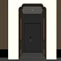 Modern Foyer Hallway With Wooden Trim Black Elevator Door And Light Colored Floor