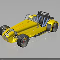 Yellow Open Top Sports Car With Blue Seats And Sleek Body Design