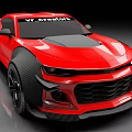 Red Modern Modified Sports Car With Advanced Aerodynamic Body Enhancements