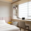 Bright Modern Kids Room Interior With Bed Study Desk And Colorful Rug