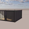 Modern Container Building Design With Large Glass Windows And Simple Exterior Structure 3d model