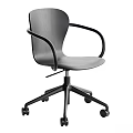 Modern Gray Leisure Chair With Armrests Black Frame And Rolling Wheels