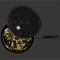 Golden Brown Crispy Fried Potatoes Cooking In Open Lid Frying Pan