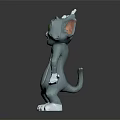 3D Blue Cartoon Cat Character With Raised Hand And Playful Expression 3d model