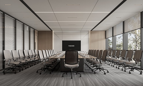 Conference Room Conference Table and Chair Office Chair Video Conference Shutter 3d model