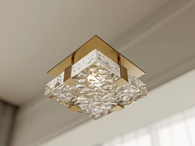 Modern Square Crystal Decorative Ceiling Light With Gold Frame For Indoor Lighting 3d model