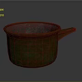 Copper Green And Brown Textured Household Pot With Handle For Daily Use